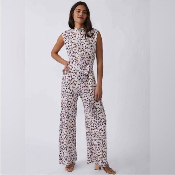 Free People NWT Vibe Check Wide Leg Jumpsuit Tea Ditsy Shell Combo Floral sz XS - Picture 5 of 9